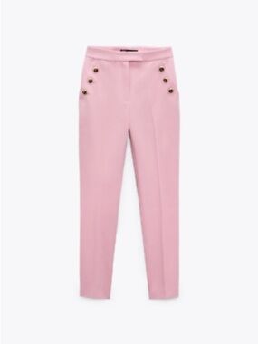 Zara Pink Tailored Trousers with Gold Buttons
